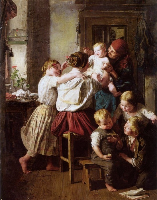 - Children Making Their Grandmother a Present on Her Name Day
