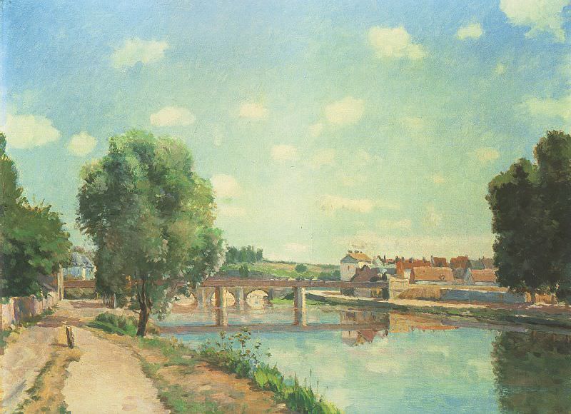 Pissarro The Railway Bridge at Pontoise, 1873, private colle. Писсарро, Камиль