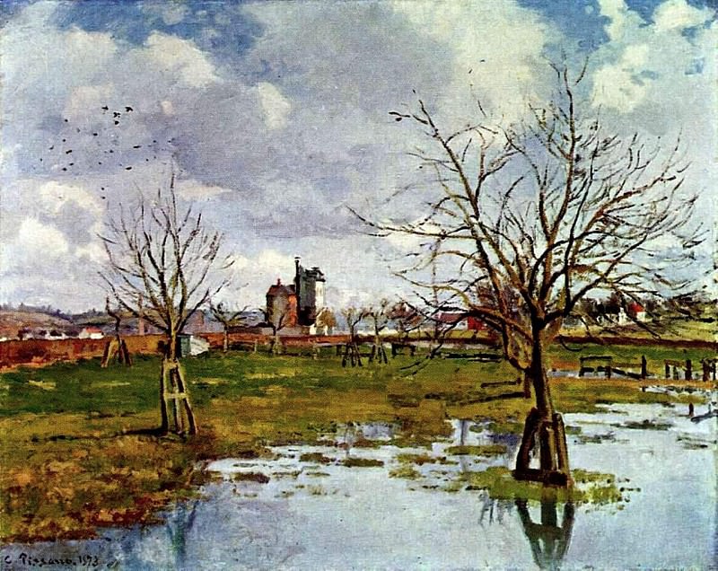   : Landscape with Flooded Fields. (1873), : Pissarro, Camille