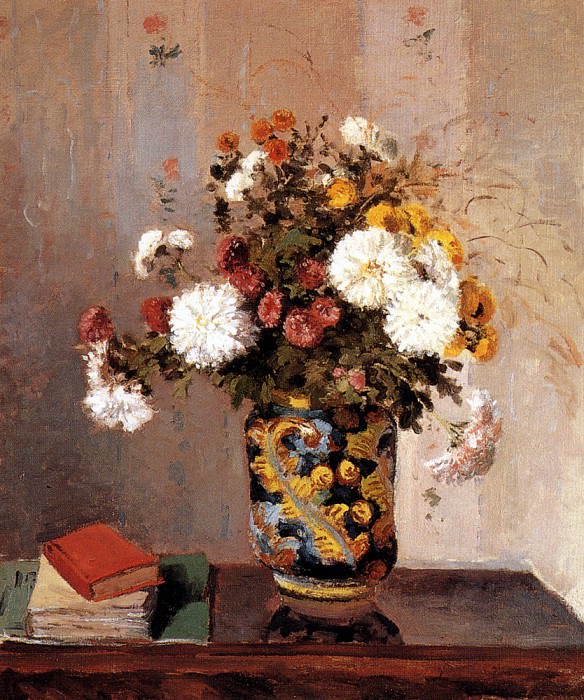   : Pissarro Camille Chrysanthemums In A Chinese Vase, : Pissarro, Camille