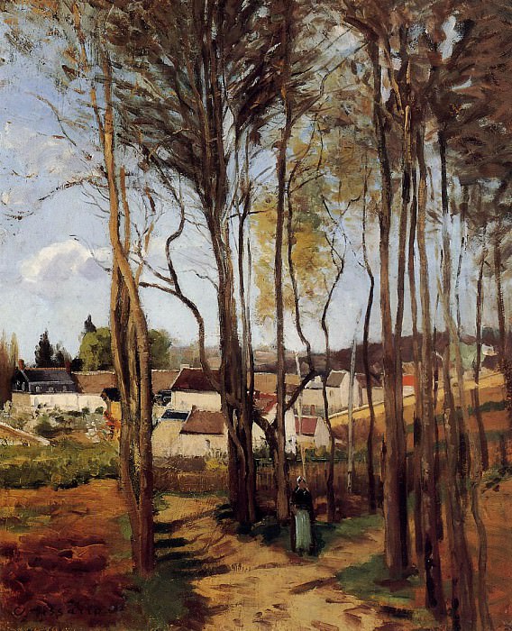   : A Village through the Trees. (1868), : Pissarro, Camille