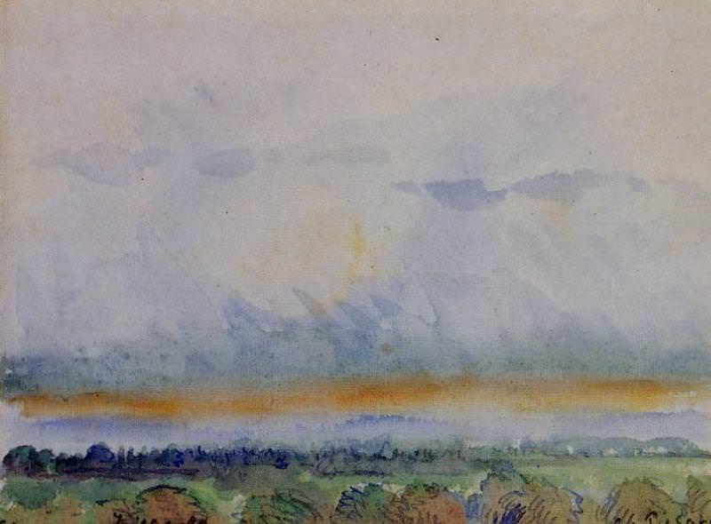 Eragny, Sunset. (1890). Писсарро, Камиль