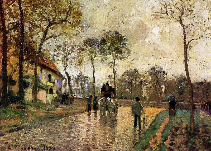   : Pissarro Camille Stagecoach to Louveciennes Sun, : Pissarro, Camille