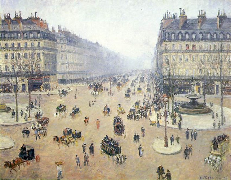 Pissarro Avenue de lOpera, Place du Theatre Francais. Misty. Писсарро, Камиль