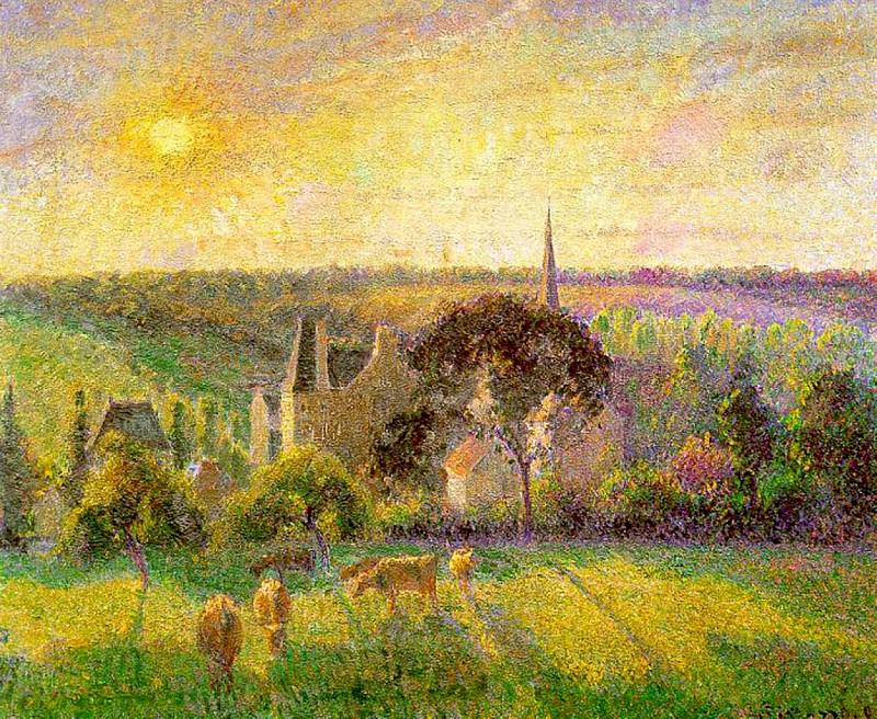   : Landscape. Church and Farm in Eragny. 1895, : Pissarro, Camille