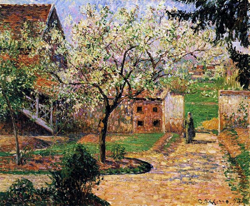  : Flowering Plum Tree, Eragny. (1894), : Pissarro, Camille
