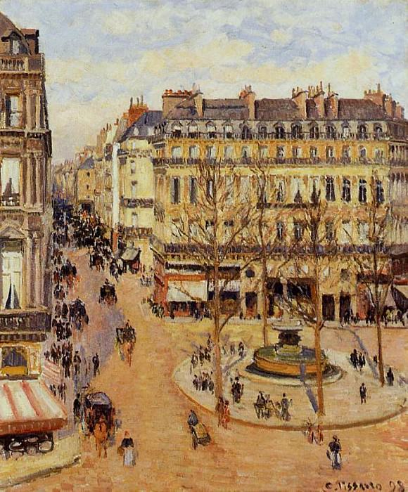   : Rue Saint-Honore - Morning Sun Effect, Place du Theatre Francais. (1898), : Pissarro, Camille