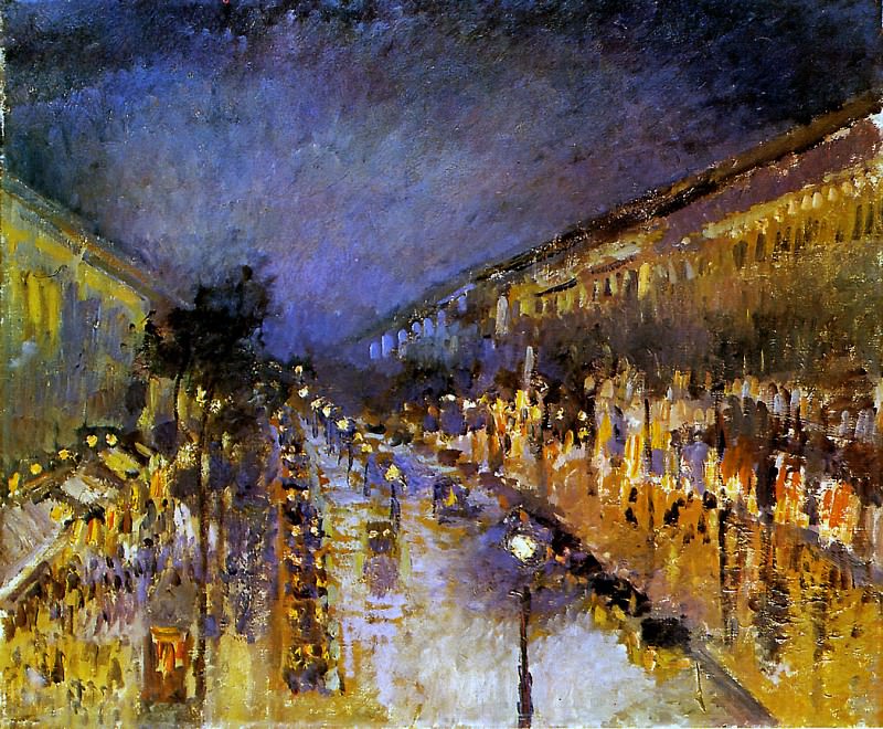   : Pissarro Camille Boulevard Montmartre at Night Sun, : Pissarro, Camille