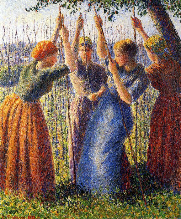   : Peasant Women Planting Stakes. (1891), : Pissarro, Camille