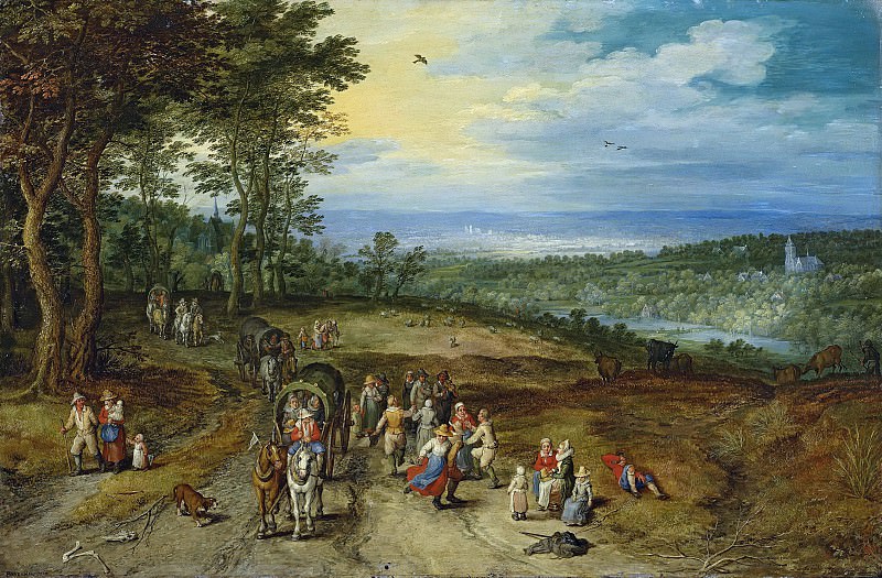 Wayside Encounter 1600, Автор: Brueghel, Jan The Elder (1568-1625) (Ян Старший (1568-1625) Брейгель)Brueghel, Jan The Elder (1568-1625) (Живопись на Gallerix.ru)