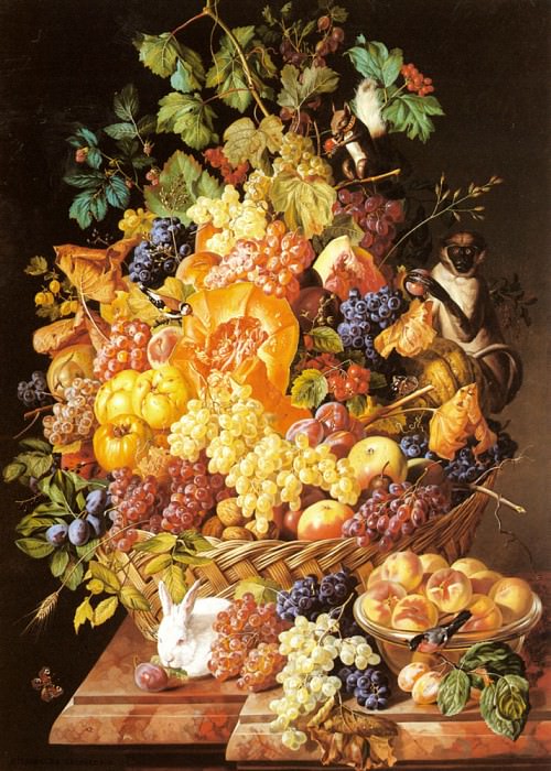 ����������� ��������� - Zinnogger Leopold A Basket Of Fruit With Animals