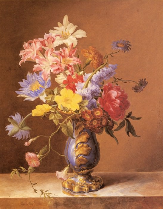 Nigg Josef Flowers In A Blue Vase. Nigg, Josef