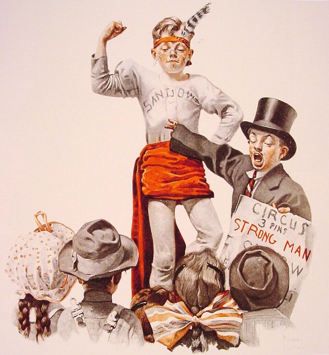 The Circus-Barker, Artist: Rockwell, Norman