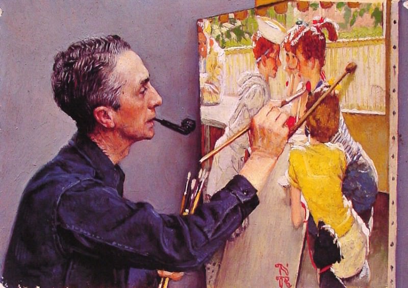 Portrait of Norman Rockwell Painting the Soda Jerk, Artist: Rockwell, Norman