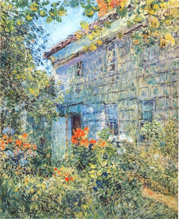 ����������� � ������: hassam old house and garden, east hampton 1898, �����: Hassam, Childe