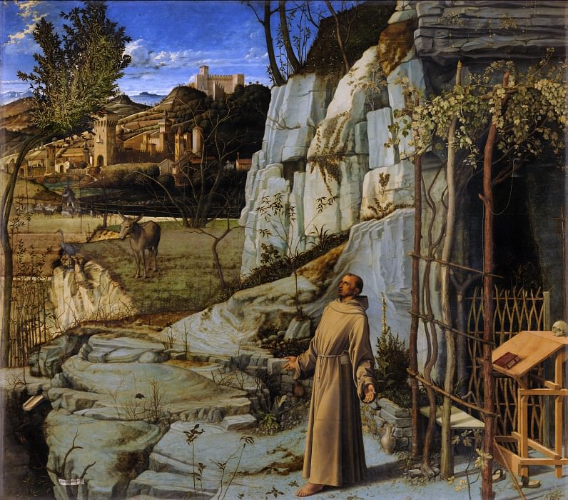����������� � ������: �������� ������� - ������ �������� � ������� [St. Francis in the Desert] 1480, �����: Bellini, Giovanni