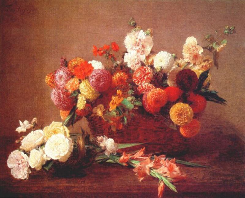 : fantin-latour these are the flowers of middle summer 1890, : Fantin-Latour, Ignace-Henri-Jean-Theodore