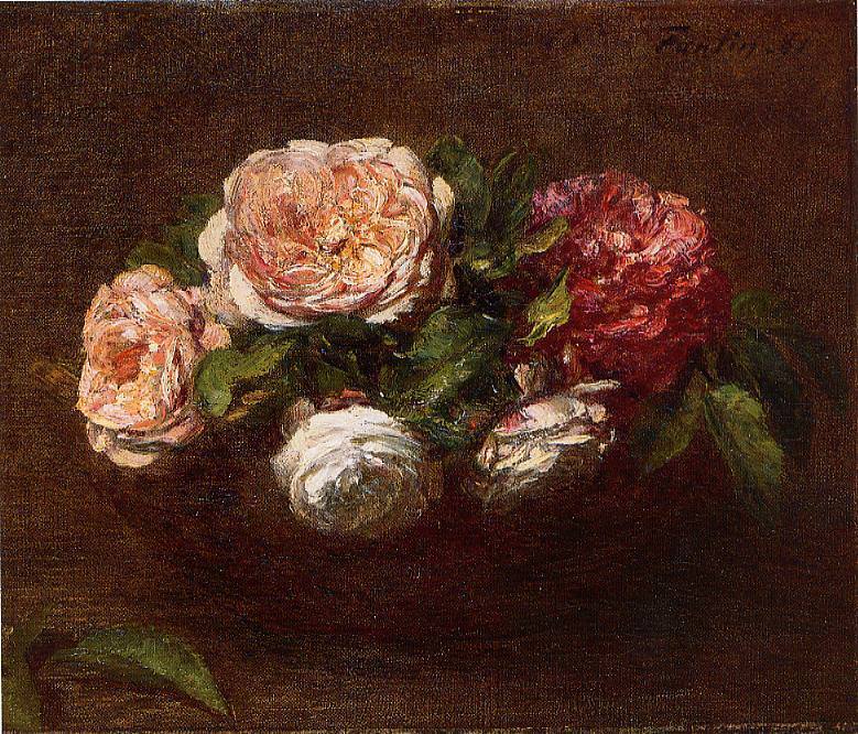 : Fantin Latour Henri Jonquils and Nasturtiums, : Fantin-Latour, Ignace-Henri-Jean-Theodore