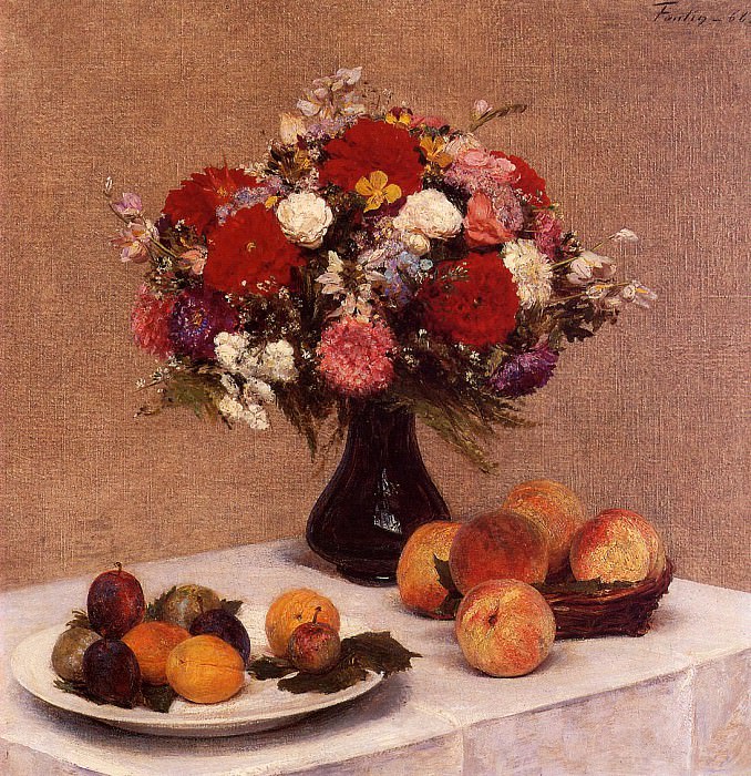 : Fantin Latour Henri Flowers and Fruit, : Fantin-Latour, Ignace-Henri-Jean-Theodore