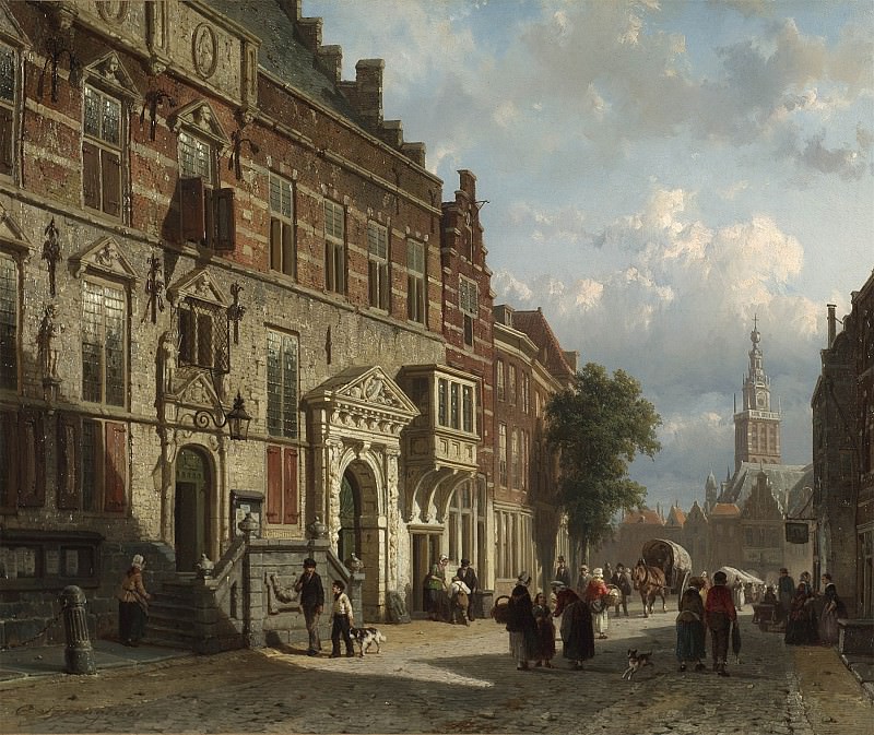 ����� 1 - ������������ ��������� ����������� �������� - Cornelis Springer   The Town Hall on the Burchtstraat with St St