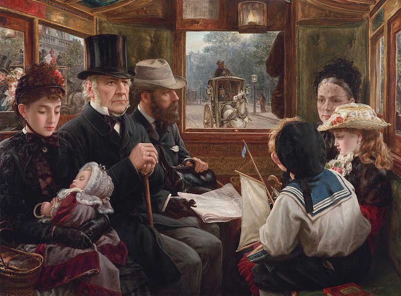 Alfred Morgan   An Omnibus ride to Piccadilly Circus   Mr Gladstone travelling with ordinary passengers   28483 20, :  ,  1 -- European art, part 1 ( 1 -    )