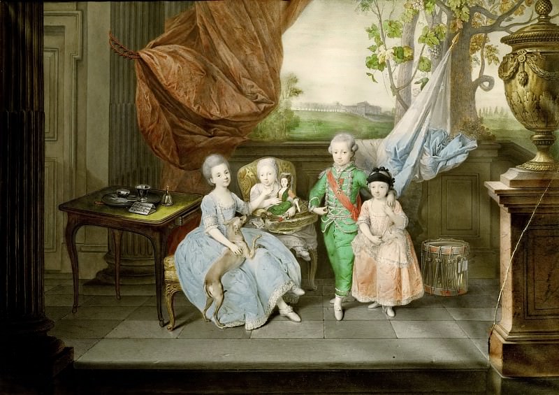 Johann Zoffany --  Prince Ludwig of Parma, later Lodovico I, King of Etruria, with his three oldest Sisters Karoline, Marie Antonie and Charlotte. Kunsthistorisches Museum