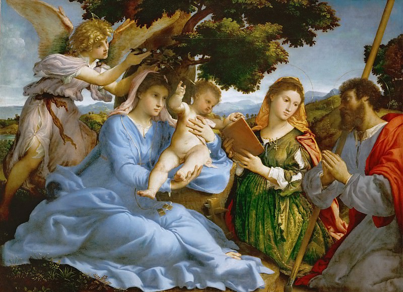Музей истории искусств - Лоренцо Лотто - Мадонна с младенцем со свв Екатериной Александрийской м Иаковом Старшим