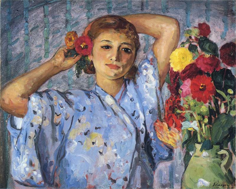 Young Girl with Flowers 1915, : Lebasque, Henri ( Lebasque)