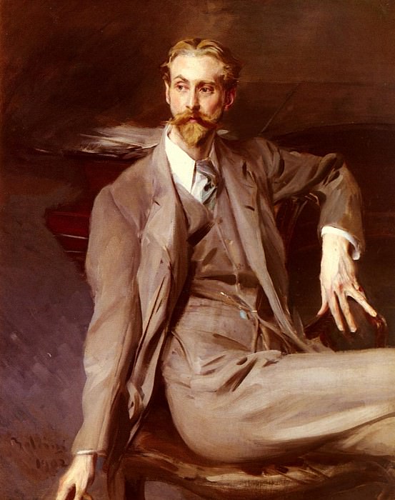 Boldini Giovanni Portrait Of The Artist Lawrence Alexander Harrison.  Boldini
