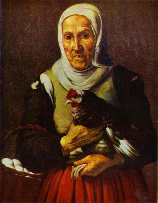   : Bartolome Esteban Murillo - Old Woman with a Hen, : Murillo, Bartolome Esteban