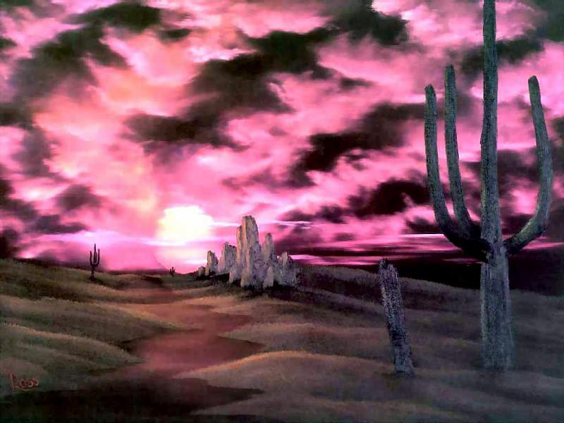   - bob ross csg048 cactus at sunset