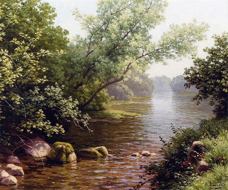 ����� 4 - ������������ ��������� ����������� �������� - Rene Charles Edmond His   A River Scene in France   12058 2426