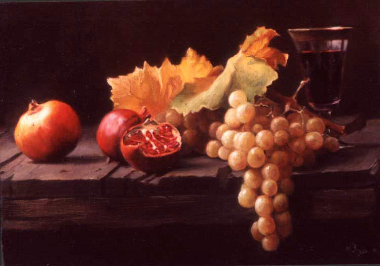 Hyde Still life with Grapes and Pomegranates, : Hyde, Maureen ( Hyde)