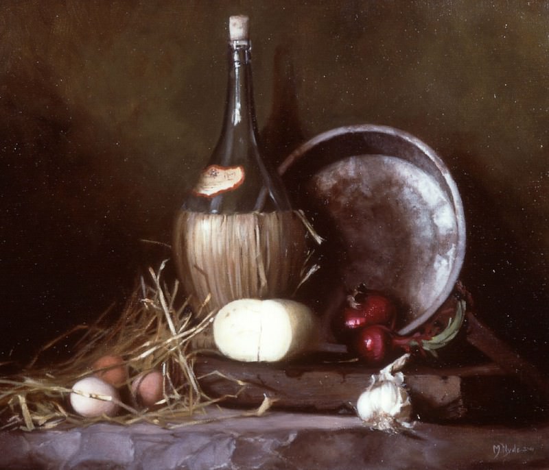   : Still Life with Wine Flask Eggs and Cheese, : Hyde, Maureen