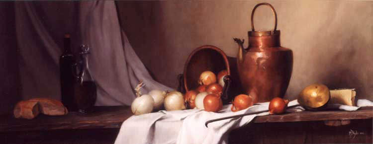 Hyde Still Life with Bread onions and Brass Water Jug, : Hyde, Maureen ( Hyde)