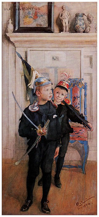   : ls Larsson 1894 Ulf and Pontus watercolor, : Larsson, Carl