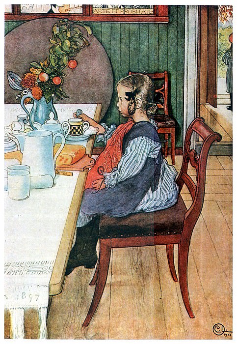   : ls Larsson 1900 A Late-Risers Miserable Breakfast watercolor, : Larsson, Carl