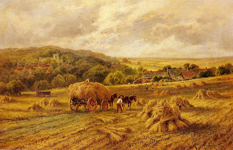 Parker Henry H Harvest Time Lambourne Berks, Artist: Parker, Henry Hillier