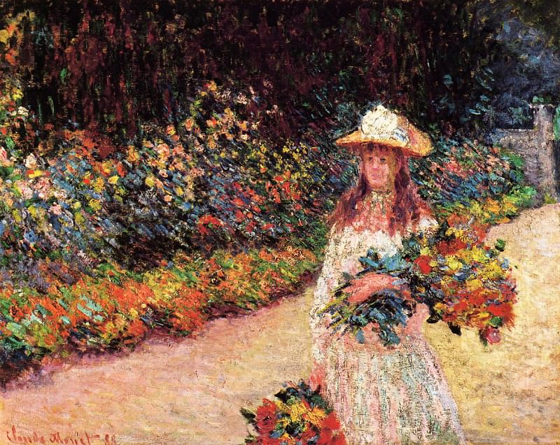 Клод Оскар - Monet Моне - Клод Моне - Young Girl in the Garden at Giverny, 1888