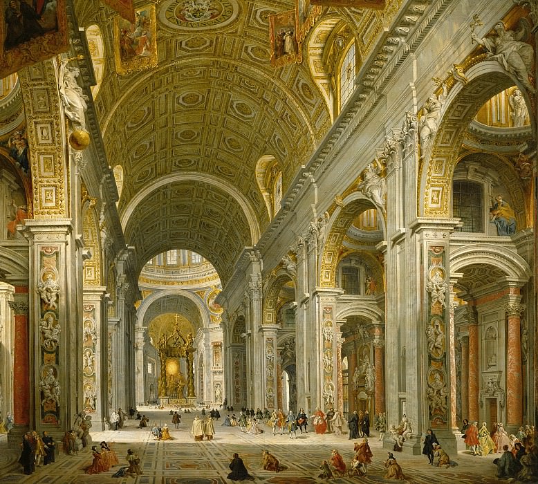    - Panini, Giovanni Paolo -- Interior of St. Peters - Rome, 1750