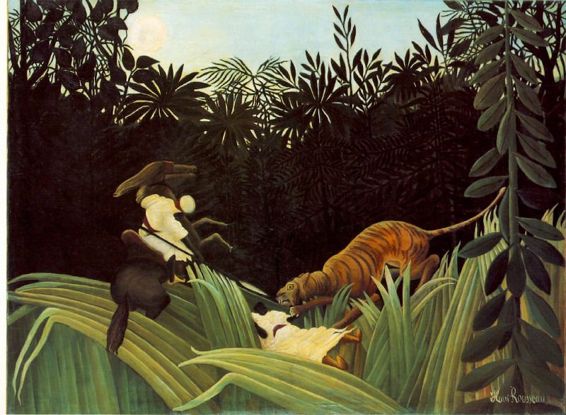 Archived image: Rousseau,H. Scout Attacked by a Tiger (Eclaireur attaque par, Artist: Rousseau, Henri