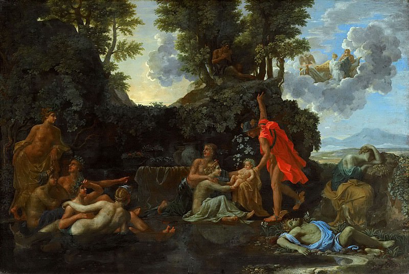 Poussin The Nurture of Bacchus detail1, Artist: Poussin, Nicolas