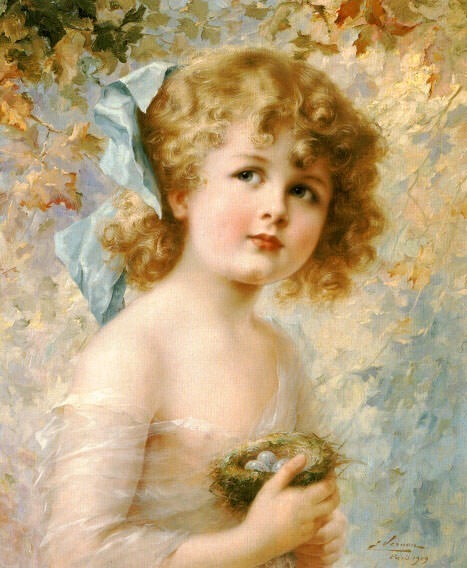 Girl Holding a Nest, Автор: Vernon, Emile