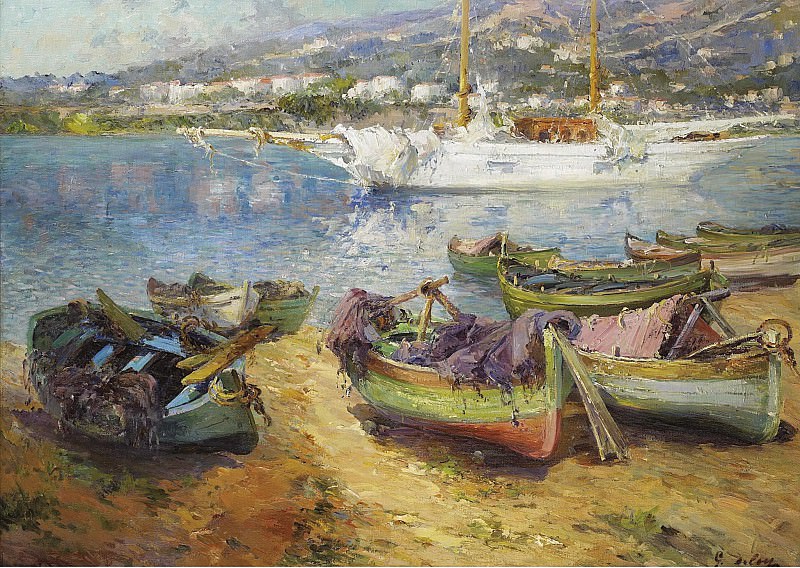 Gustave Deloye - Mediterranian Port, Автор: Картины с аукционов Sotheby′s (Картины с аукционов Sotheby `s)