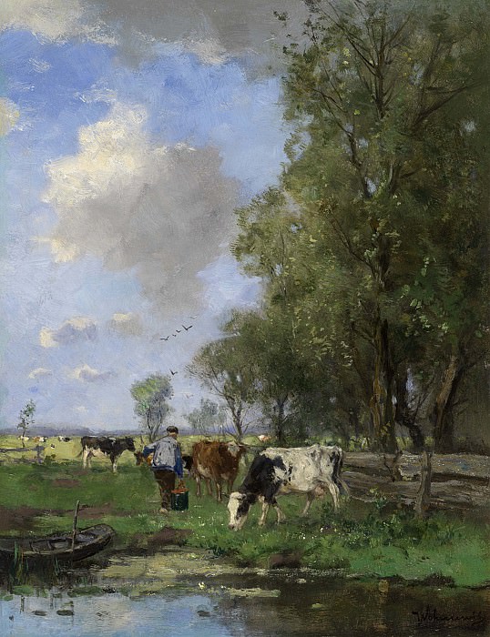   : Johan Frederik Cornelis Scherrewitz   Figure with Cows in a Meadow   16348 2426, :  ,  3 -- European art, part 3