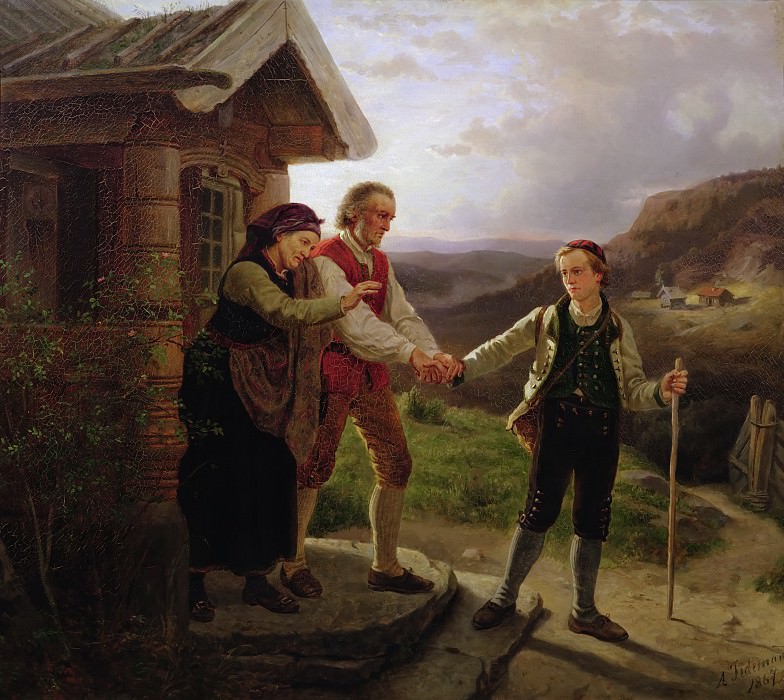 The youngest sons farewell. Adolph Tidemand