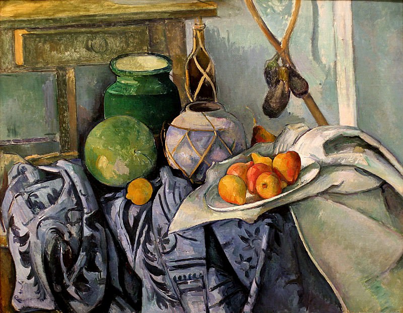   : cezanne-still-life-with-a-ginger-jar-and-eggplants, : Cezanne, Paul