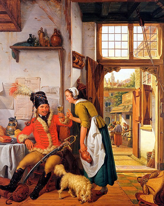   : Strij van Abraham Interior with soldier and maid , : Strij, Abraham van