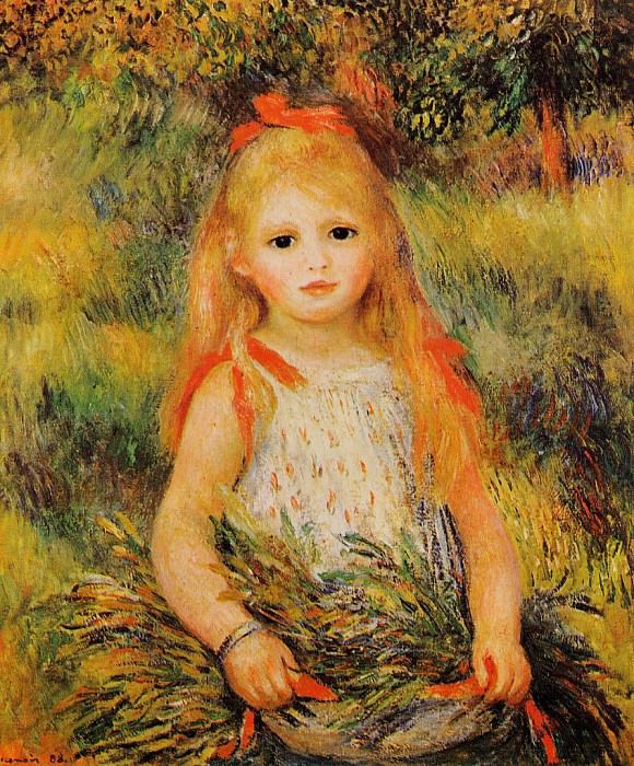 Little Girl with a Spray of Flowers -  1888. Пьер Огюст Ренуар - Pierre-Auguste Renoir (1841-1919)