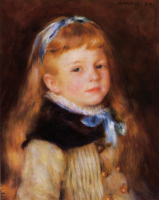 Mademoiselle Grimprel in a Blue Ribbon  -  1880. Пьер Огюст Ренуар - Pierre-Auguste Renoir (1841-1919)